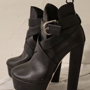 Black, high heel boots, size 8
